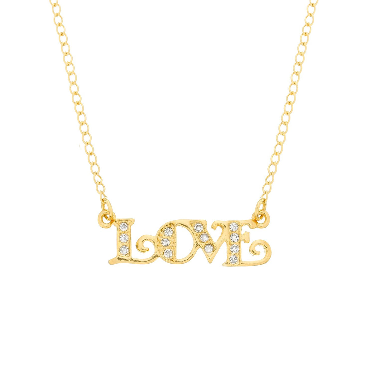 Colar Love com Zircônia Banhado em Ouro 24k