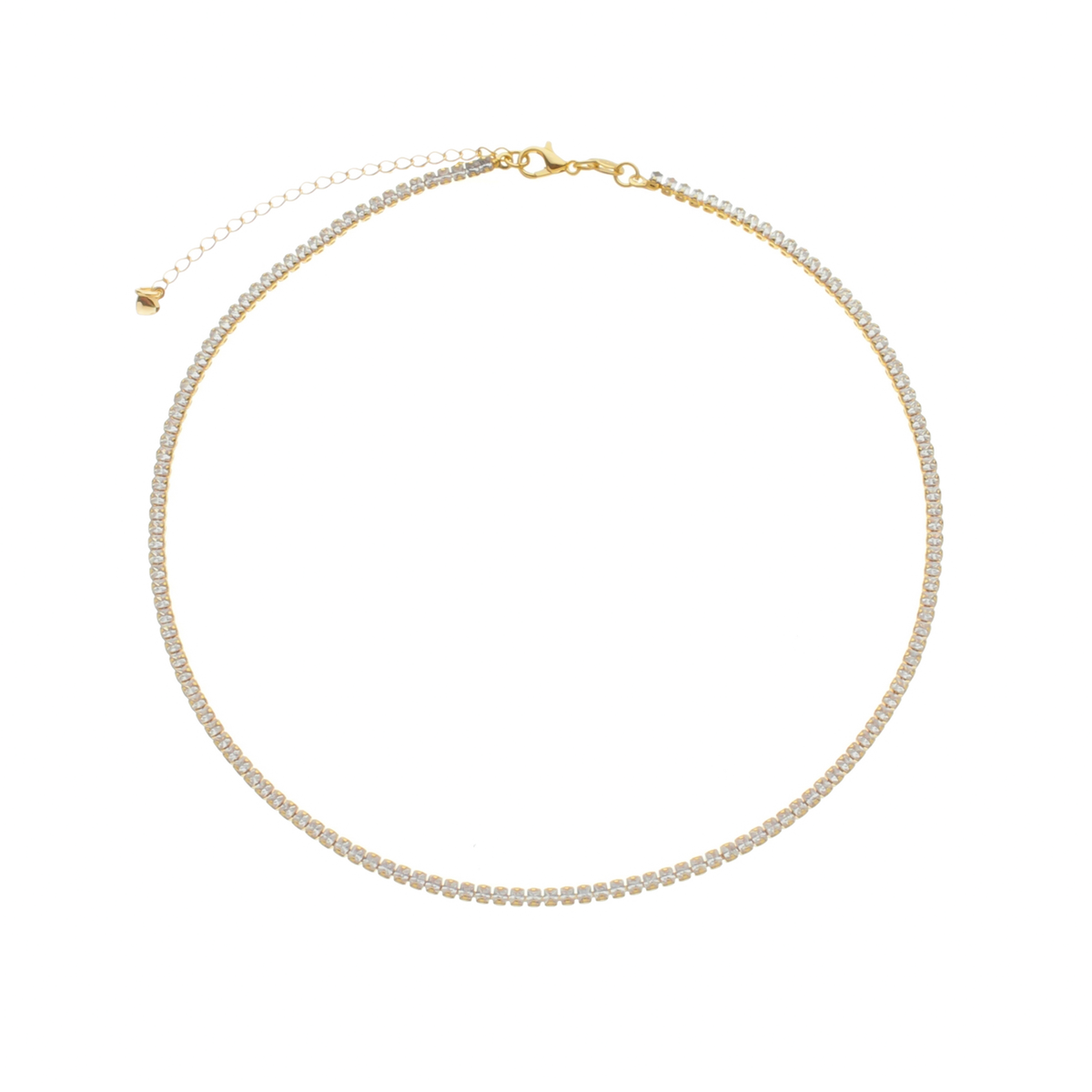 Choker Riviera Pedras Brancas Banhado em Ouro 24k