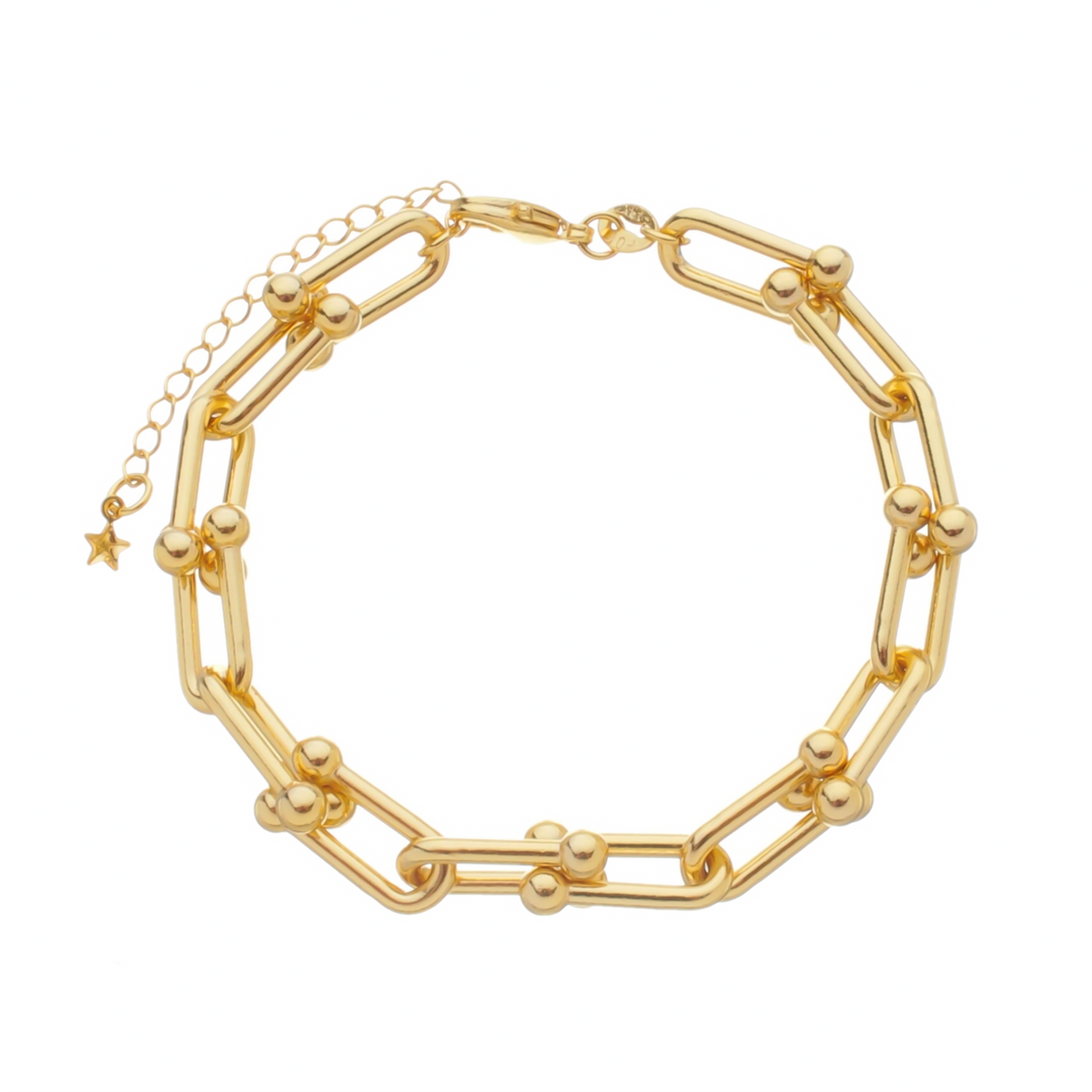 Pulseira Corrente Elos Largos Banhada em Ouro 24k