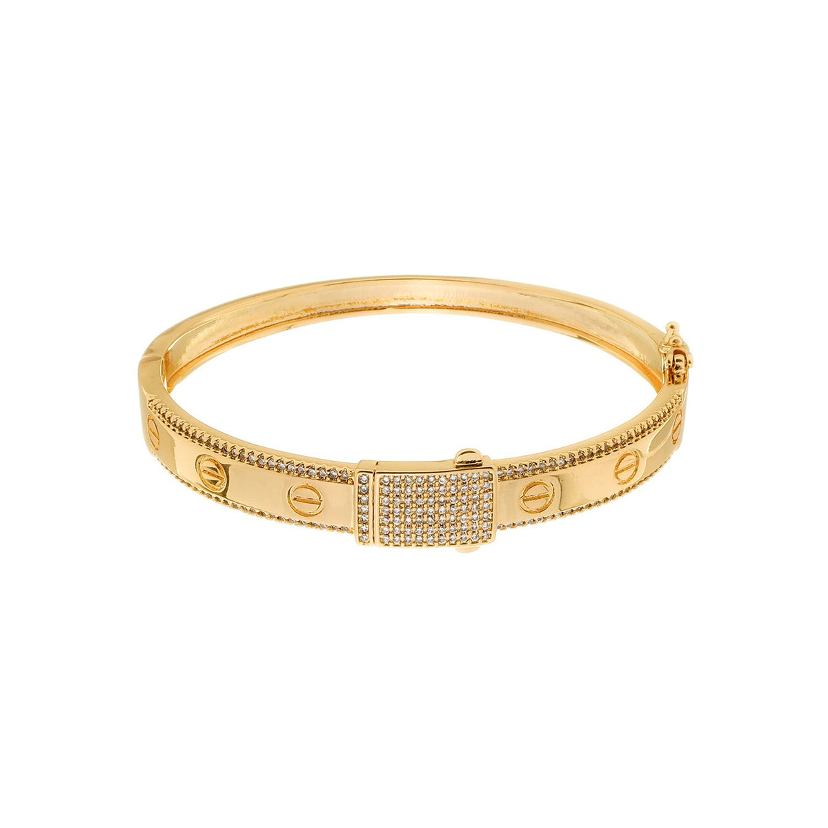 Bracelete Cravejado de Zircônia Banhado em Ouro 24k