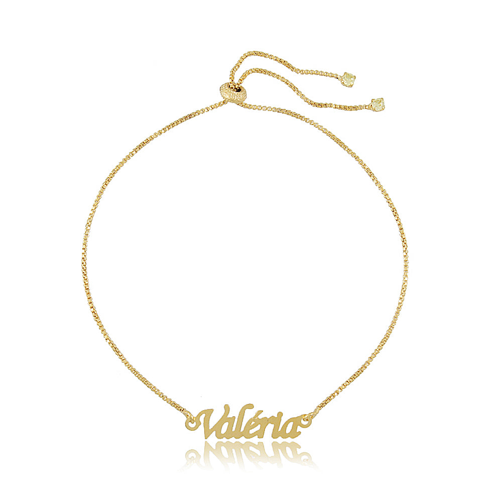 Pulseira com 1 Nome Gravado e Fecho de Gravata Banhado em Ouro 18k