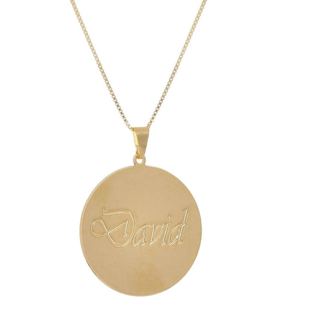 Colar Personalizado Circular Chapado com Nome Banhado em Ouro 18k