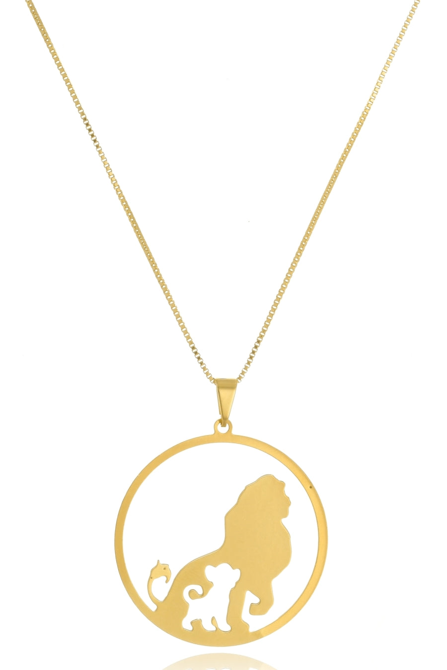 Colar Personalizado Mufasa E Simba Rei Leão  Folheado Em Ouro 18k