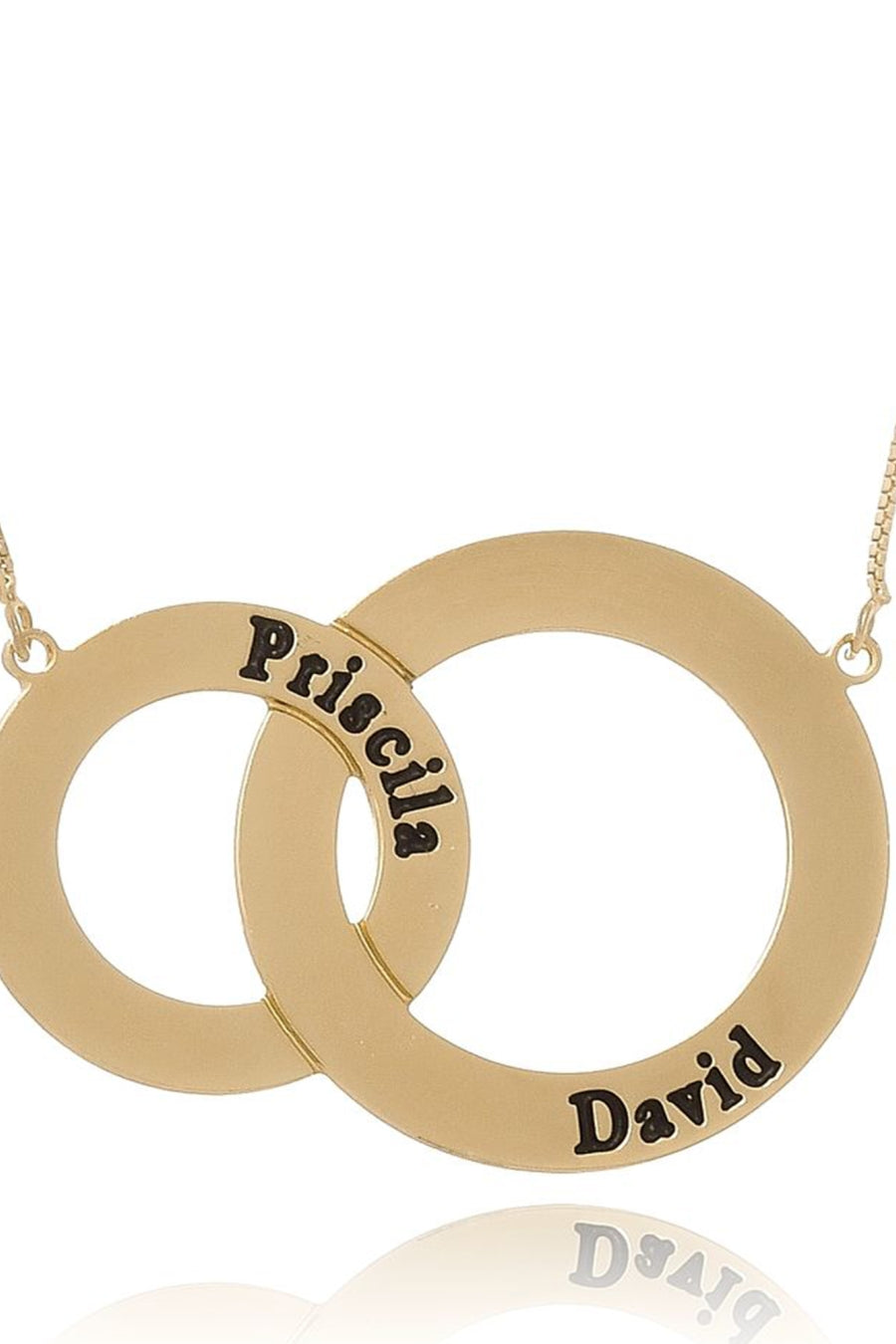 Colar Personalizado Círculos Entrelaçados com Nomes Banhado em Ouro 18k