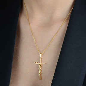 Colar Religioso de Cruz Jesus Banhado em Ouro 24k