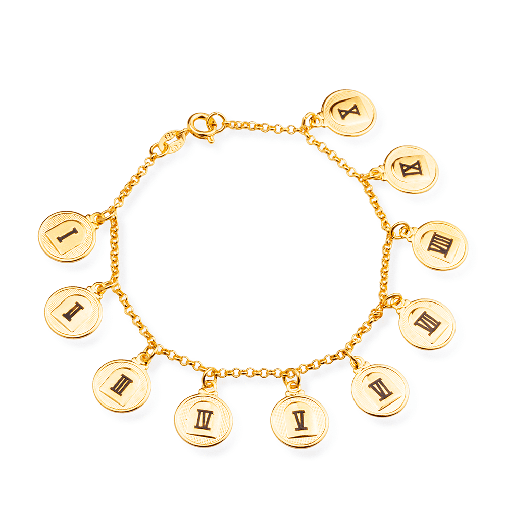 Pulseira Religiosa 10 Dez Mandamentos Banhada em Ouro 24k