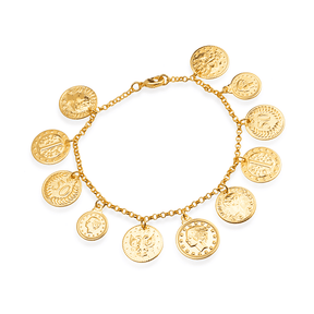 Pulseira de Moedas Antigas Banhada em Ouro 24k